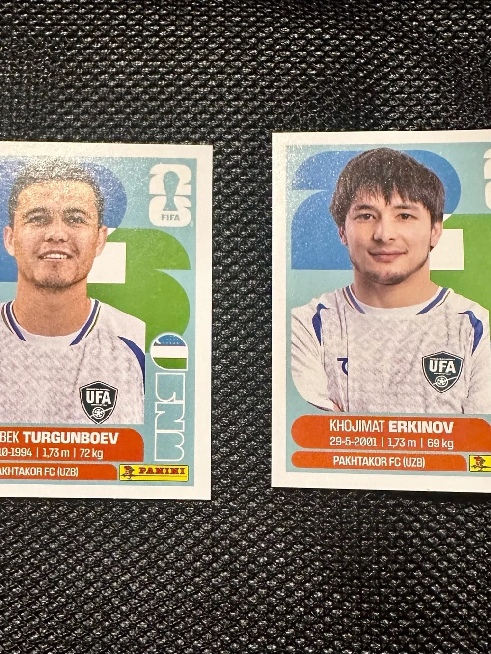 2026 FIFA World Cup Stickers AZIZBEK TURGUNBOEV KHOJIMAT ERKINOV Uzbekistan